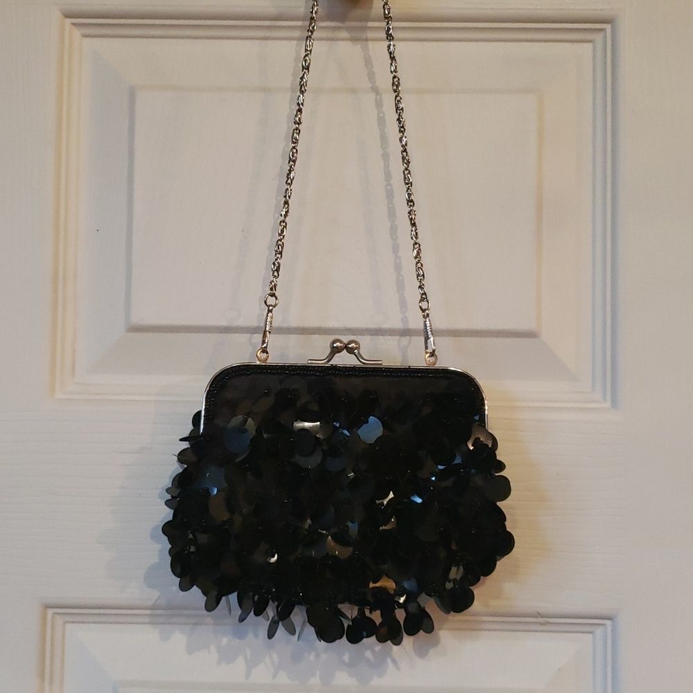 Bijoux Terner Black Sequin Designer Evening Purse - image 1